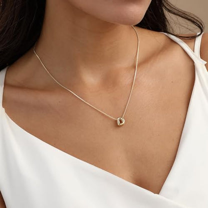 14K Gold Plated Bubble Letter Necklace, Tarnish Free and Waterproof Dainty Initial Necklace for Women, Trendy Personalized Gold Jewelry Gift for Her - color: Gold, style: D
