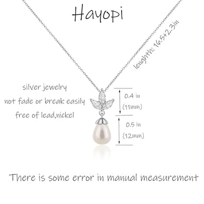 Pearl Necklaces for Women Trendy,14k Gold Plated Pearl Pendant Necklace Dainty Wedding Necklace Small Cute Gold Choker Necklace for Women Non Tarnish Gold Prom Jewelry Fashion Bridesmaids Gifts - color: silver flower