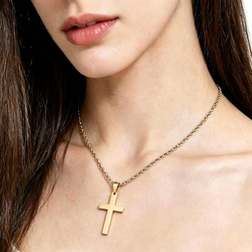 Stainless Steel No Tarnish Cross Pendant Charm Christian Jewelry for Women Men Jewelry Making Necklace Bracelet Silver - style: Big size:17mm*32mm-gold