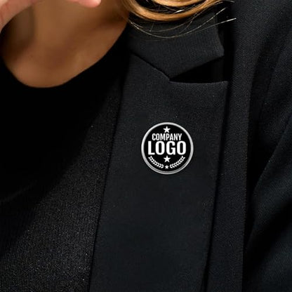 Custom Pins with Logo - Customized Buttons for men Women Customized pin - color: Round and Silver