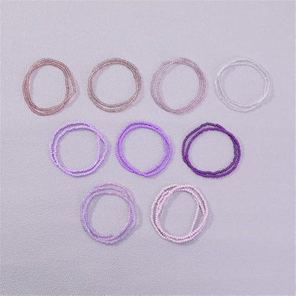 18Pcs Boho Stackable Beaded Bracelets for Women Colorful Handmade Multilayered Rice Beads Anklets Set Summer Beach Bohemian Jewelry Gift - color: Style 2 Purple