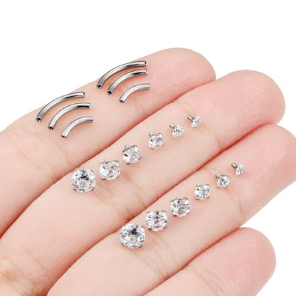 Hoeudjo Rook Piercing Jewelry Surgical Steel Eyebrow Piercing Jewelry 16g Surface Tragus Earrings Internally Threaded Curved Barbell Daith Earring Eyebrow Rings for Women Different Length 6/8/10mm