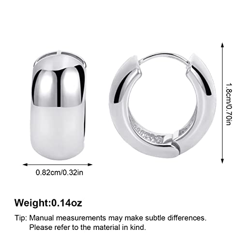 FAMARINE Chunky Thick Hoop Earrings for Women Gold Hoops Huggie Earrings for Men Gift - color: Hoop Silver