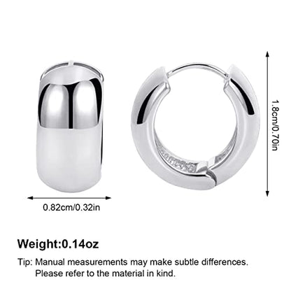 FAMARINE Chunky Thick Hoop Earrings for Women Gold Hoops Huggie Earrings for Men Gift - color: Hoop Silver
