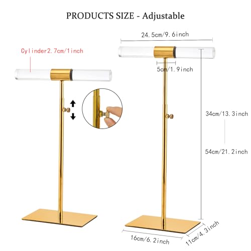 Set of 2 Acrylic Display Stand Jewelry Towers Stands | Stainless Steel Adjustable Height Long Necklaces Stand Tabletop Jewelry Organizer for Home Store Boutique