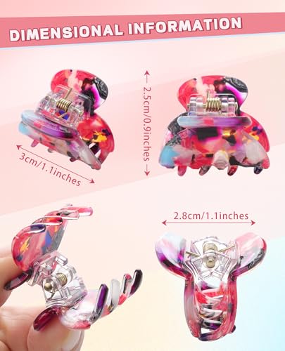 Molans 12 Pcs Small Hair Clips Mini Claw Jaw Clips Women Girls Thin Hair | Tiny Short Acrylic Cute Clips Non Slip Little Hair Accessories Clamps for Half Updo Styling Fine Hair Bangs Kids Toddlers - color: Flower#1