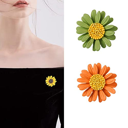 Multicolor Cute Daisy Flower Brooch Pins, Plant Sunflower Suit Lapel Pin,Pink Yellow White Sun Flower Dress Neckline Pin Enamel Charm Daisy Coat Collar Brooch for Women Girls Men Jewelry Gifts - color: F yellow