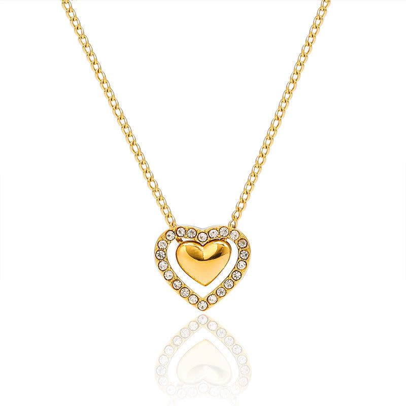 18K Gold Plated Pendant Necklaces - Dainty Minimalist, Waterproof, Non-Tarnish Fashion Jewelry for Women - style: Double Hearts Pendant