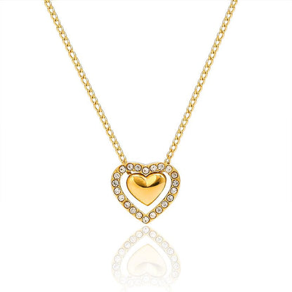 18K Gold Plated Pendant Necklaces - Dainty Minimalist, Waterproof, Non-Tarnish Fashion Jewelry for Women - style: Double Hearts Pendant