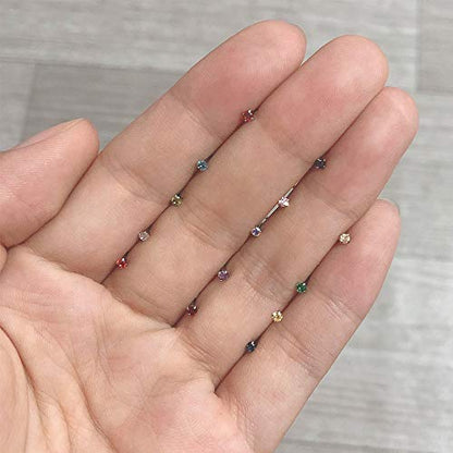 ZS 6-14PCS 20g Tiny Nose Stud Ring Piercing Surgical Steel Nose Bone/L Shaped/Nose Screws Rings Set - color: C:14pcs Nose Bone Style(Mixed Color)