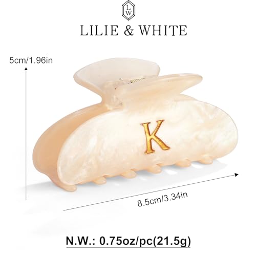 LILIE&WHITE Acrylic Letter Hair Clips For Women Stylish K Monogram | Alphabet Hair Clip Fashion Glitter Claw Clips Elegant And Durable Hair Accessory Large Hair Clips K - color: HC22539K