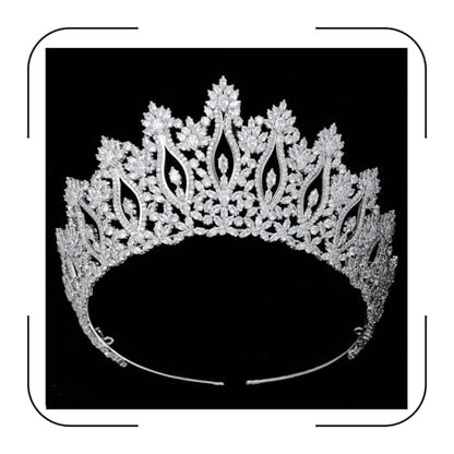 QXMYOO Luxury Wedding Tiaras for Bride Cubic Zirconia Big Tall Crown Quinceanera Crystal Headband for Women CZ Pageant Birthday Prom Party Headpiece Bridal Hair Accessories Silver - color: Silver