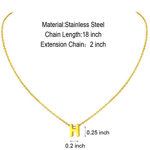 MOMOL Tiny Initial Necklace 18K Gold Plated Small Letter Necklace Personalized Name Necklace for Women - color: Gold H