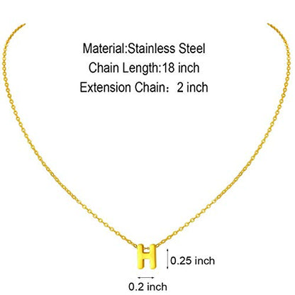 MOMOL Tiny Initial Necklace 18K Gold Plated Small Letter Necklace Personalized Name Necklace for Women - color: Gold H