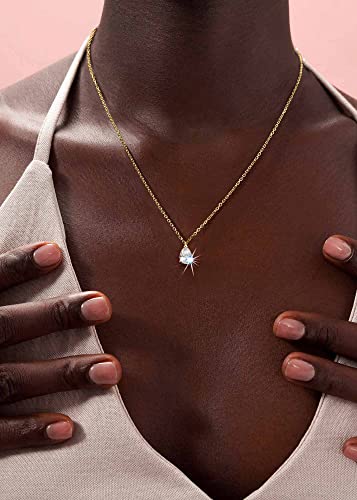 S.Leaf 18K Gold Plated Cubic Zirconia Choker Necklace for Women 925 Sterling Silver Layered Coin Moon Star Heart Circle Crystal Lariat Pendant Necklaces Gifts for Women Trendy - color: Teardrop_Gold