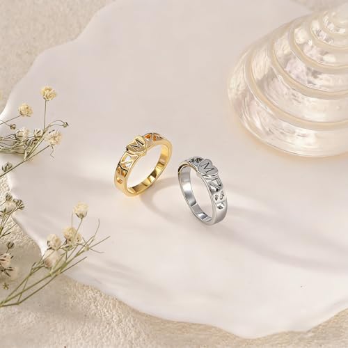 S925 Sterling Silver Personalized Initial Signet Ring Customized Letter With Birthstones Band Engraved Stacking Rings for Mother Daughter Wife Birthday Wedding Engagement Promise Ring - color: Style 2