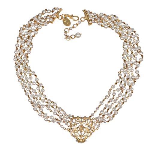 2026 Vintage 18K Gold Plated Multi-Layer Pearl Choker Necklace, Triple-Strand Faux Pearl Collar with Intricate Filigree Clasp, Retro Elegant Bridal Wedding Jewelry