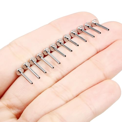 F136 Titanium 20/18/16G Threaded/Threadless Flat Earring Back Converter Kit Nose Lip Rings Medusa Labret Flatback Posts Cartilage Helix Conch Tragus Stud Piercing Jewelry Bar for Women Men - color: Internally Threaded, size: 16g, 3/8in