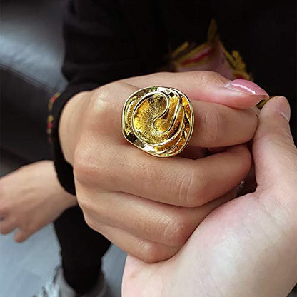Mytys Cocktail Rings for Women Fashion 18K Gold Plated & Silver Flower Statement Ring Wedding Engagement Party Jewelry Gift - color: Gold