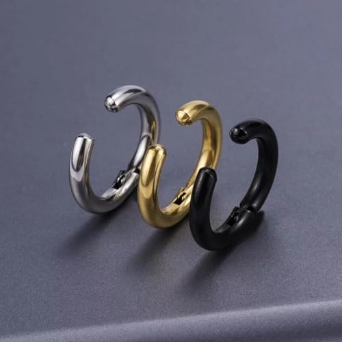 9Pcs Clip On Earrings for Women Men Trendy Fake Stainless Steel Gold Silver Black Small Hoop Earrings Non Piercing Set Non Tarnish Lightweight Jewelry Gift - color: Mixed