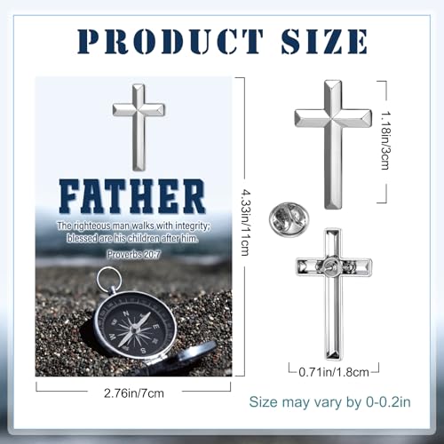 Sayglossy 30 Sets Religious Fathers Day Pins Bulk Christian Cross Lapel Pin with Prayer Card Set Inspirational Catholic Jesus Pins Father Gifts for Church Men Dad Pastor Husband - style: Father