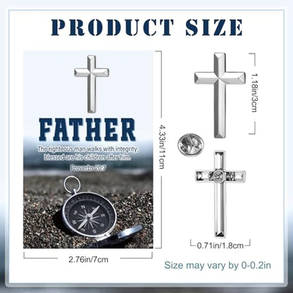 Sayglossy 30 Sets Religious Fathers Day Pins Bulk Christian Cross Lapel Pin with Prayer Card Set Inspirational Catholic Jesus Pins Father Gifts for Church Men Dad Pastor Husband - style: Father
