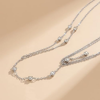 Body Chain Jewelry for Women, Layered Waist Chain for Bikinis | Sexy Body Jewelry, Adjustable Fit, Chest Belly Chain, Gold & Silver Options, Beach Vacation, Festivals Raves & Concerts - style: 9 Diamonds(Silver)