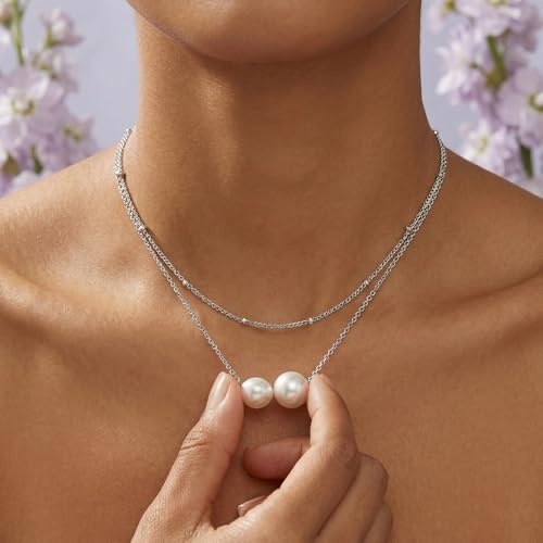 14k Gold Plated Layered Cubic Zirconia Pendant Necklace for Women | Gold Plated Clover Necklaces Stackable Dainty Cubic Zirconia Pendant Necklace，Mother's Day, Thanksgiving Jewelry Trendy gifts - color: silvery, style: Style3
