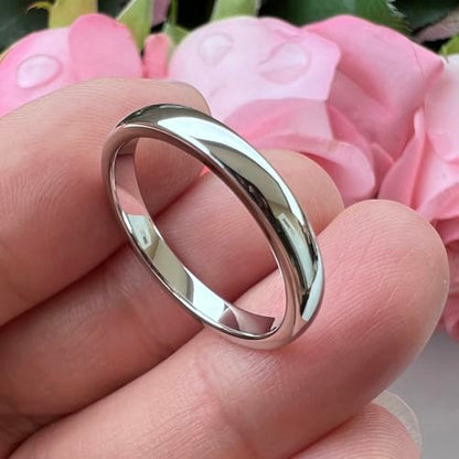 TUTISS 2mm 3mm 4mm 5mm 6mm 7mm 8mm 10mm White Tungsten Rings for Men Women Engagement Wedding Bands Domed Polished Shiny Comfort Fit - color: 3mm White Tungsten