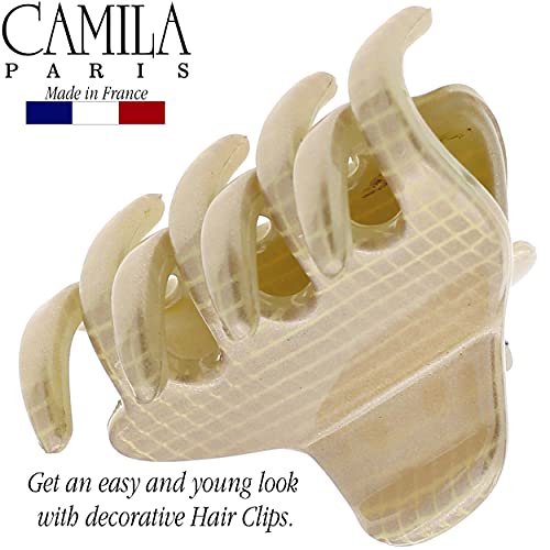 Camila Paris CP3195 French Small Hair Clips for Women, 1.75" Small Claw Clip Fashion Styling Mini Hair Clip Accessories for Women, Strong Hold No Slip Grip Cute Claw Clips, Made in France - color: Gold 1.75"