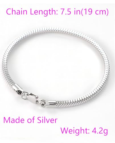 Men's S925 Sterling Silver Bracelet, Casual Elegant Men's Jewelry, Snake Chain Bracelet Large to Small Sterling Silver Gift for Men