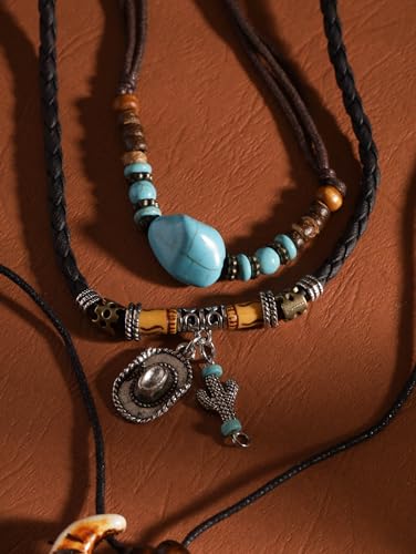 MINACHI Bohemian Retro Style Multi Layer Necklace, Green Crystal Sun and Floral Pendant, Ethnic Jewelry for Women - style: Necklace NECK.004