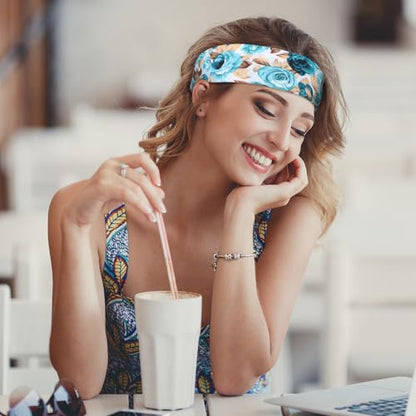 DiyJibb Boho Headbands for Women, 7PCS Fashion Wide Hair Bands for Summer Vacation & Music Festival - color: Black01
