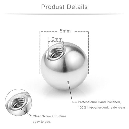 60-80PCS 316L Surgical Steel Replacement Balls Body Jewelry Piercing Barbell Parts 16G 14G Women Men - color: 60pcs 16G 5mm -- Mix Style