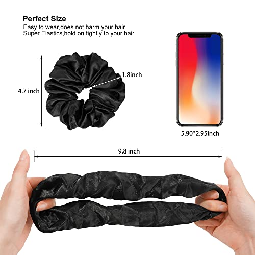 Satin Silk Scrunchies: Big Hair Ties for Women, Girls' Ponytail Holders for Thick, Curly Hair - Cute Pony Tails - color: Bown Gray