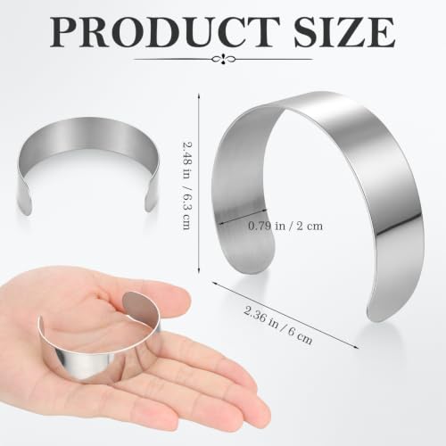 Operitacx 8Pcs Bracelet Blanks for Jewelry Making Stainless Steel Cuff Bracelet Blanks for Engraving and Stamping Adjustable Metal Core 2.48 X 2.36 X 0.78 in - size: 8pcs-20mm