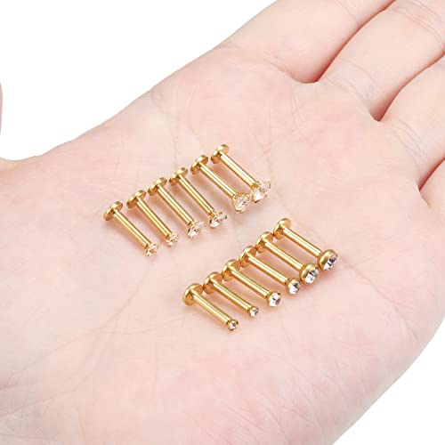 14G Lip Rings Stainless Steel Tragus Helix Conch Piercing Jewelry Snake Bite Piercing Monroe Lip Rings Labret Medusa Cartilage Lobe Earrings Piercing Jewelry Cubic Zirconia 2MM 3MM 4MM - color: 8MM-Gold,2mm/3mm/4mm