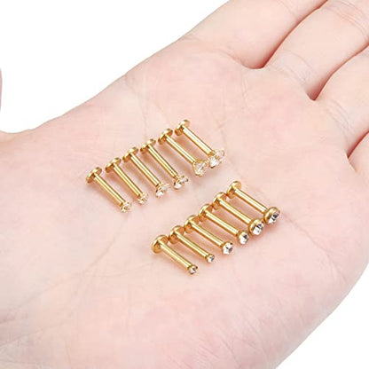 14G Lip Rings Stainless Steel Tragus Helix Conch Piercing Jewelry Snake Bite Piercing Monroe Lip Rings Labret Medusa Cartilage Lobe Earrings Piercing Jewelry Cubic Zirconia 2MM 3MM 4MM - color: 8MM-Gold,2mm/3mm/4mm