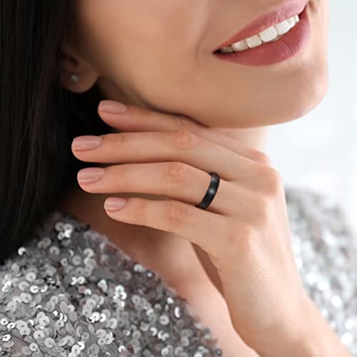 King Will Wedding Band for Men Women, 2/4/6/7/8mm Domed Matte Brushed Tungsten Carbide Rings, Solid/Dual Color Engagement Rings, Comfort Fit - color: Black&Blue-5mm