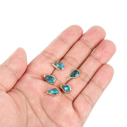 PATIKIL Birthstone Charm Beads Drop Pendant, Handmade Birthstone for Personalized Earrings Bracelet Necklace - color: Light Blue, size: 0.51" x 0.28"