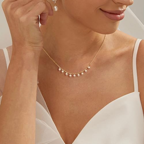 Pearl Necklaces for Women Trendy,14k Gold Plated Pearl Pendant Necklace Dainty Wedding Necklace Small Cute Gold Choker Necklace for Women Non Tarnish Gold Prom Jewelry Fashion Bridesmaids Gifts - color: GD-Lips pearl necklace