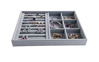 Gray Velvet Stackable Organizer Premium Quality Stackable Tray for Rings Accessaries Jewelry Collectibles Closet Orgnization Drawer Dividers Inserts - size: Combo