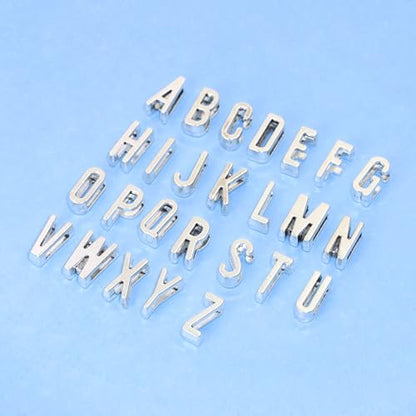 Alphabet Slide Letter Charms Initial A-Z Alphabet Beads for Flat Leather Bracelet Wristbands Necklace Pendant Keychain Mother’s Day Graduation Wedding Jewelry Making, 156PCS - color: Antique Silver
