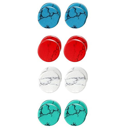 4 Pairs Unisex Marble Stone Screw Stud Earrings Set,Cupimatch Ear Piercing Plugs Faux Gauges Illusion Tunnel Earrings for Mother's Day (10mm) - color: 10mm