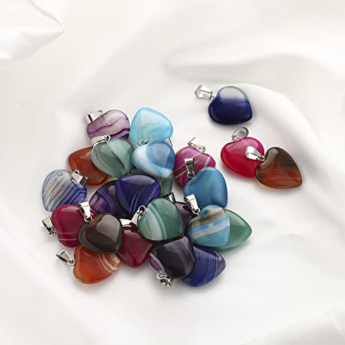 Lezam 24 Pieces Healing Crystal Heart Moon Cross Shaped Pendants Necklace Charms for DIY Jewelry Making Natural Quartz Stones Chakra Love Beads Bulk - color: 24Pcs-C