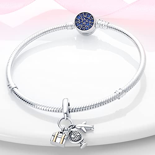 KUNSIR Charms Beads fits Pandora Charm bracelets for Woman 925 Sterling Silver Dangle Pendant Bead Jewelry Beads Gifts Happy Birthday Charms for Women Bracelet&Necklace - style: Air Travel Charm