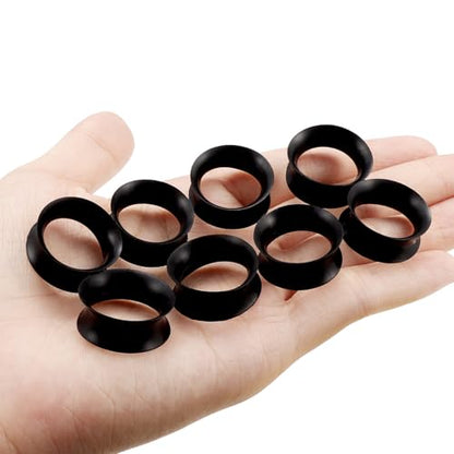 10G-50mm Thin Black Silicone Ear Gauges Tunnels Rubber Ear Plugs Gauges Double Flared Flexible Tunnel Earrings for Women Men - color: 18mm = 11/16 inch