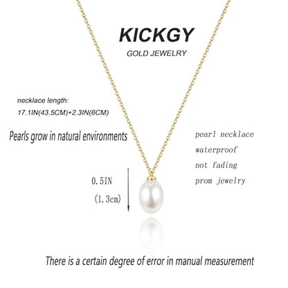 Pearl Necklaces for Women Trendy,Dainty Pearl Pendant Necklace | 14k Gold Plated Elegant Pearl Necklace,Simple Pearl Pendant,Dainty Gold Jewelry,Waterproof Summer Bridal Wedding Accessories - color: GOLD-7