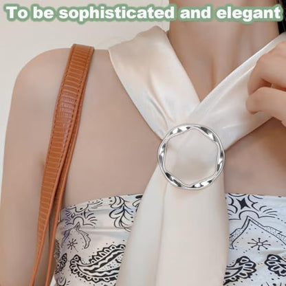 18Pcs Shirt Ties Clips for Women Silk Scarf Ring Clip T-Shirt Buckle Ring Clip Metal Round Circle Clip Clothes Clip - color: Silver