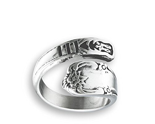 Sac Silver Victorian Claddagh Style Open Wrap Spoon Ring Stainless Steel Band Sizes 5-10